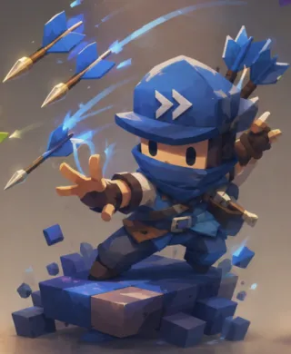 Rapid Fire class character in blue throwing multiple darts